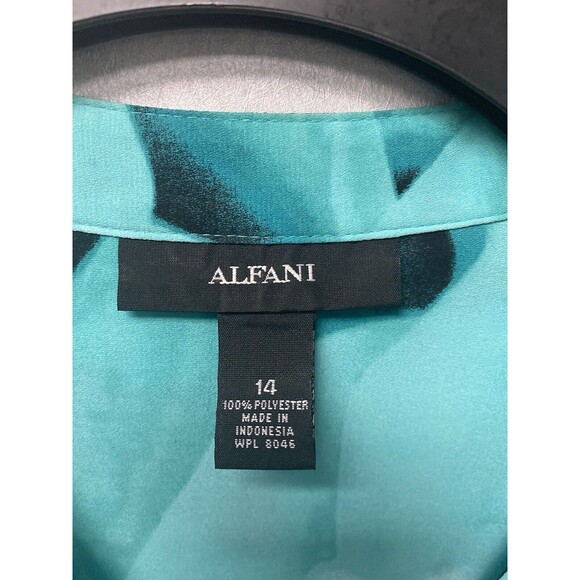 Alfani Green/Black Faux Wrap Blouse Size 14 - Picture 4 of 8